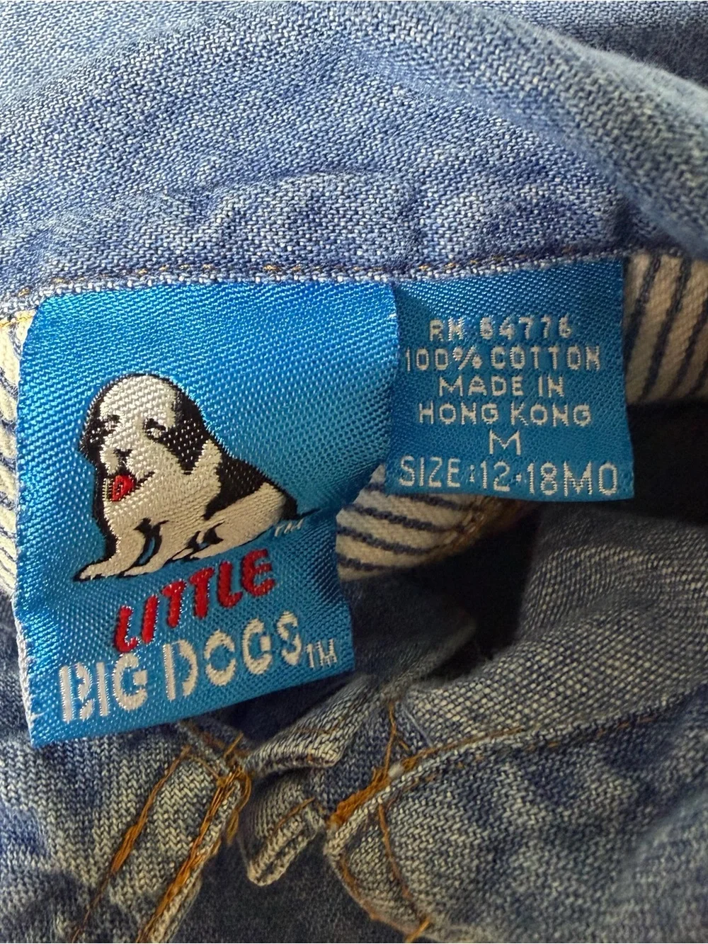 Vtg Little Big Dogs 90s Baby Toddler Size 12-18m Denim One Piece Outfit Coverall